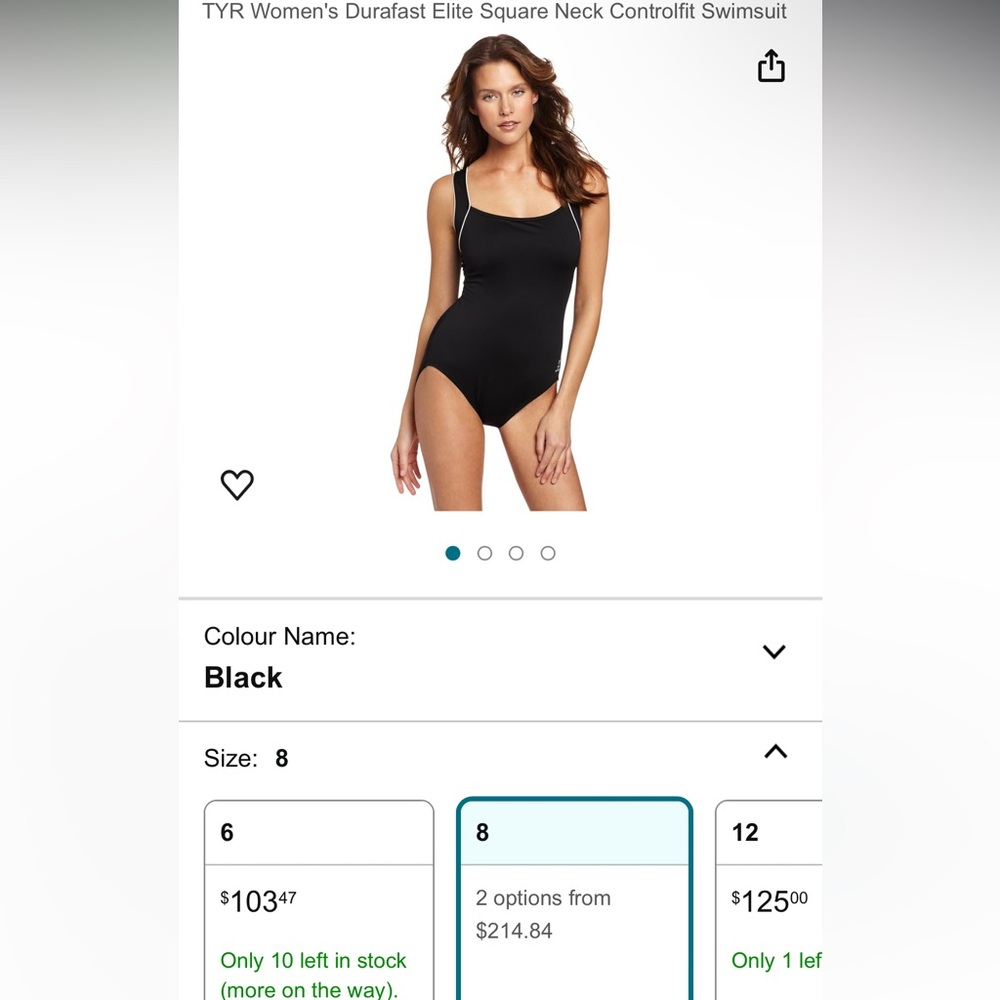 TYR women’s black swimsuit size 8 - Picture 3 of 4